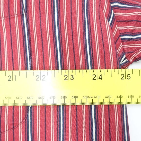 Crossings Shirt Mens Large Red Striped Cotton Peached Long Sleeve Button-Down - Picture 4 of 7